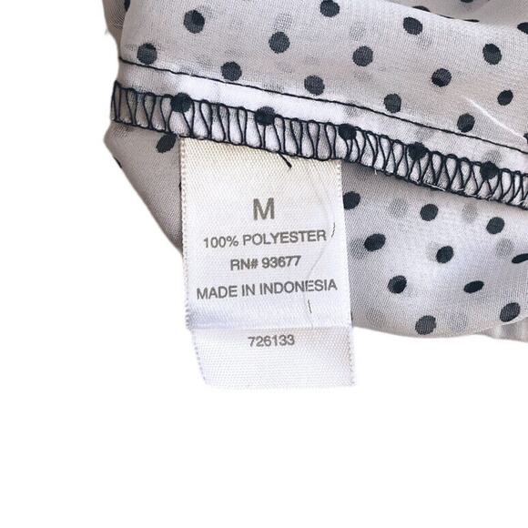 Bisou Bisou Shirt Womens Size M Polka Dot Black/White Sleeveless Elastic Hem - Picture 9 of 11